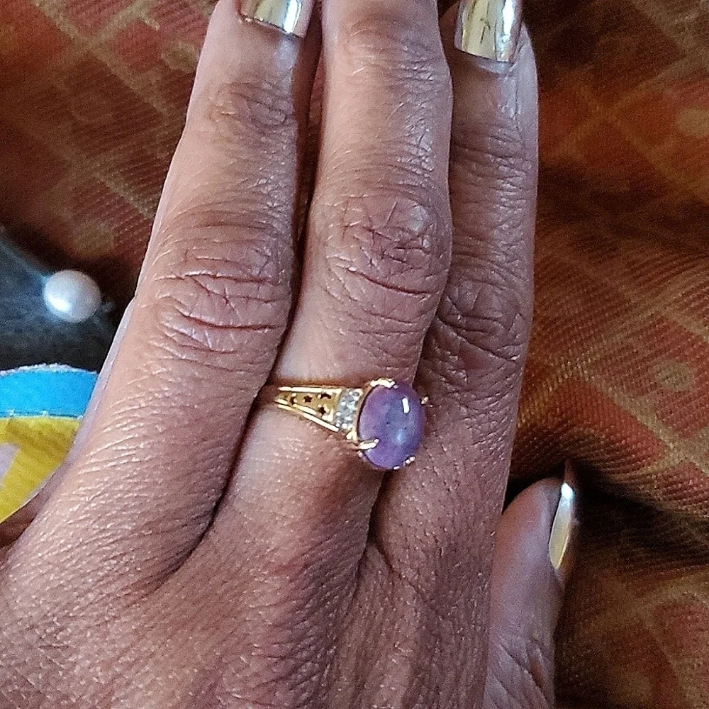 India Star Ruby And White Zircon Solitaire Celestial Ring Sz 8 - Picture 3 of 8